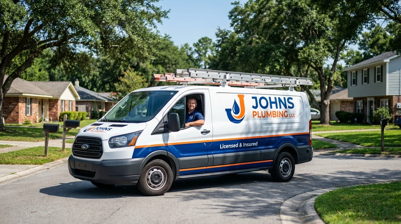 Johns Plumbing LLC service van in George, IA