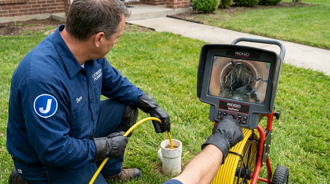 Sewer camera inspection being performed by Johns Plumbing LLC in George